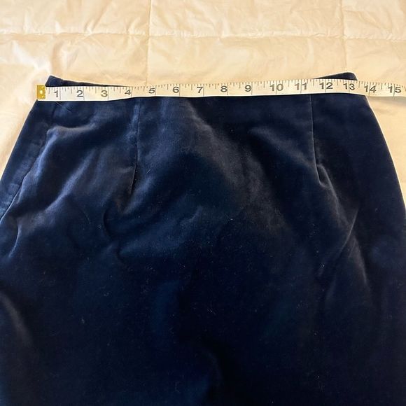 Vintage Hugo Buscati Women's mini Skirt Velvet navy blue vtg sz 8 back slit - Picture 7 of 10